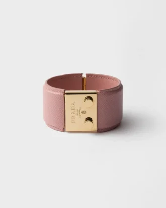 Pulsera de metal y piel Saffiano