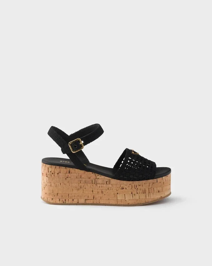 Sandalias de cuña con plataforma de ganchillo Sandalias de cuña con plataforma de ganchillo