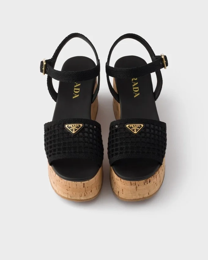 Sandalias de cuña con plataforma de ganchillo Sandalias de cuña con plataforma de ganchillo