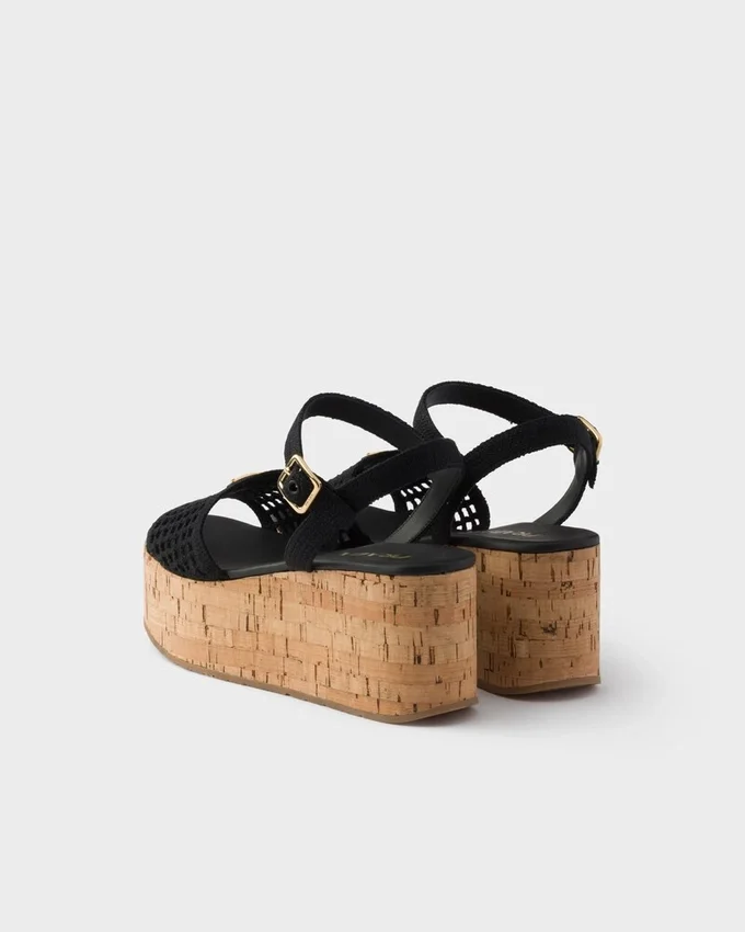 Sandalias de cuña con plataforma de ganchillo Sandalias de cuña con plataforma de ganchillo