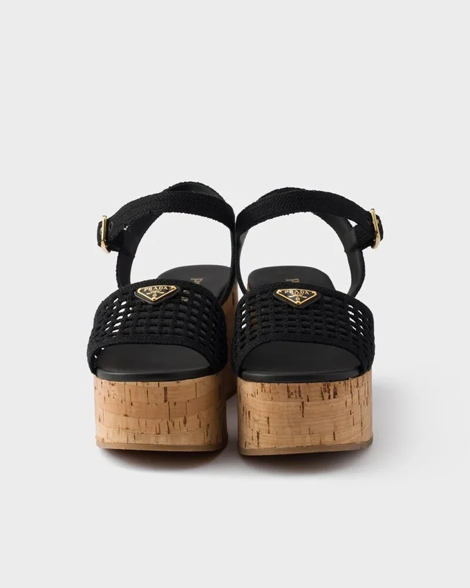 Sandalias de cuña con plataforma de ganchillo Sandalias de cuña con plataforma de ganchillo