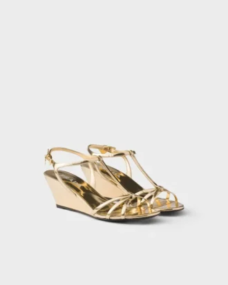 Sandalias de piel metalizada