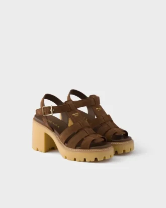 Sandalias de plataforma de ante con tacón alto