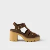 Sandalias de plataforma de ante con tacón alto Sandalias de plataforma de ante con tacón alto