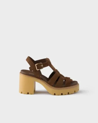 Sandalias de plataforma de ante con tacón alto
