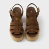 Sandalias de plataforma de ante con tacón alto Sandalias de plataforma de ante con tacón alto