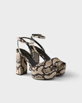 Sandalias de plataforma de piel Ayers con estampado de pitón