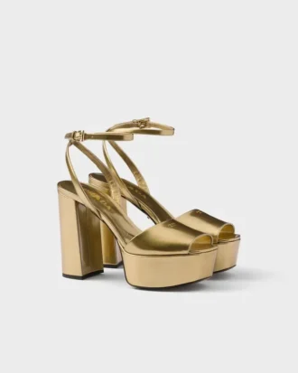 Sandalias de plataforma de piel metalizada
