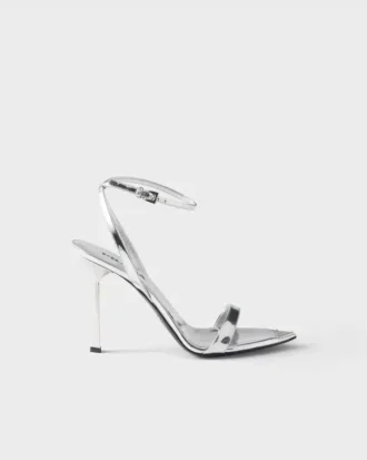 Sandalias de tacón alto de piel metalizada