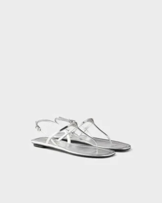 Sandalias de tiras de piel metalizada
