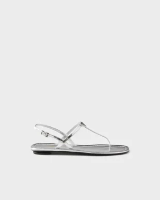 Sandalias de tiras de piel metalizada