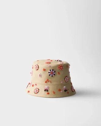 Sombrero de pescador de lona bordado