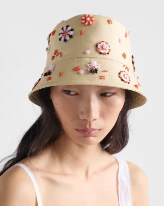 Sombrero de pescador de lona bordado