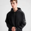 Sudadera con capucha de felpa de algodón y Re-Nylon Sudadera con capucha de felpa de algodón y Re-Nylon