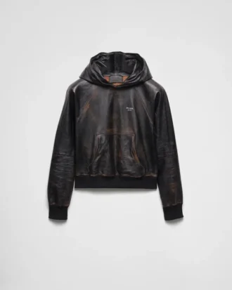 Sudadera con capucha de piel napa