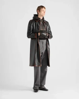 Sudadera con capucha de piel napa