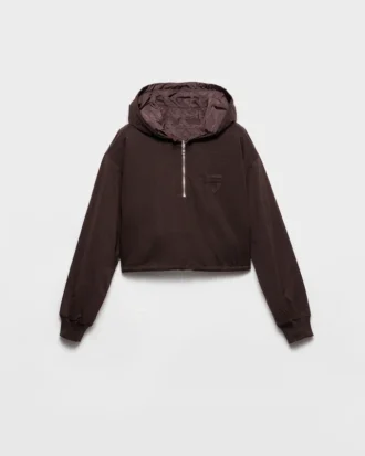 Sudadera con capucha reversible de jersey de algodón y Re-Nylon