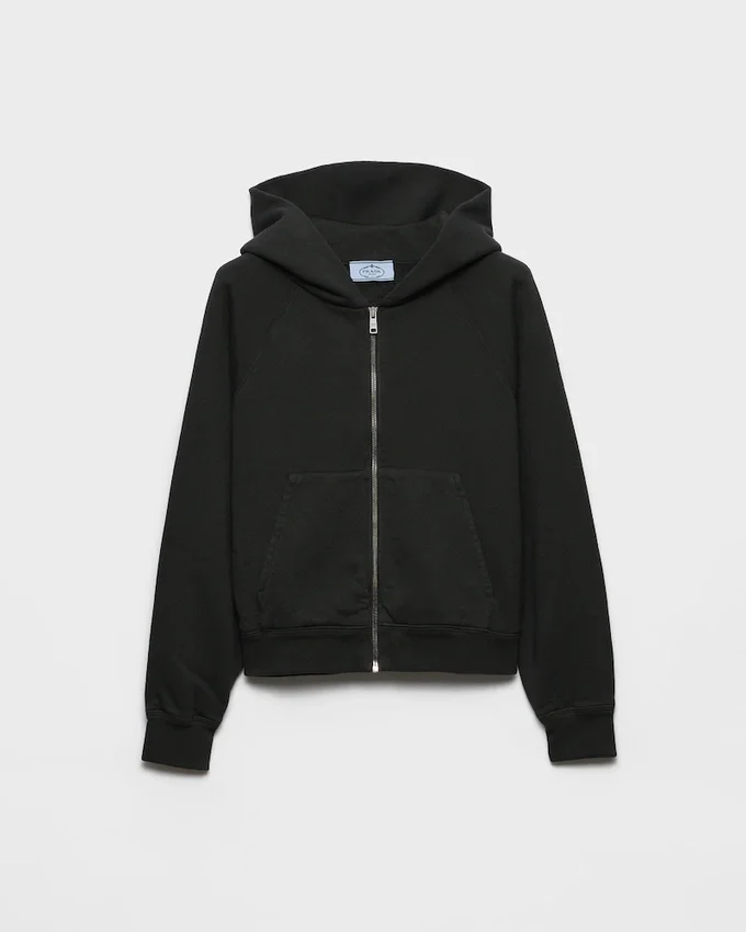 Sudadera con capucha y cremallera de algodón Sudadera con capucha y cremallera de algodón