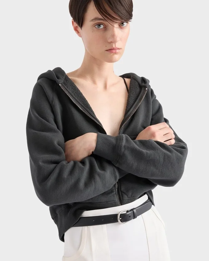 Sudadera con capucha y cremallera de algodón Sudadera con capucha y cremallera de algodón
