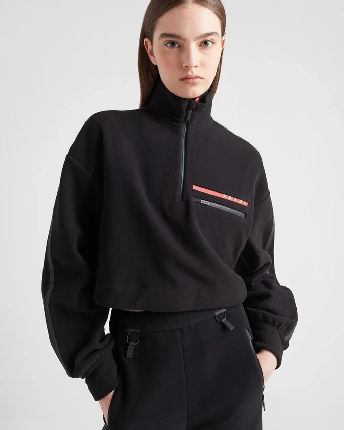 Sudadera corta de forro polar técnico reciclado Sudadera corta de forro polar técnico reciclado
