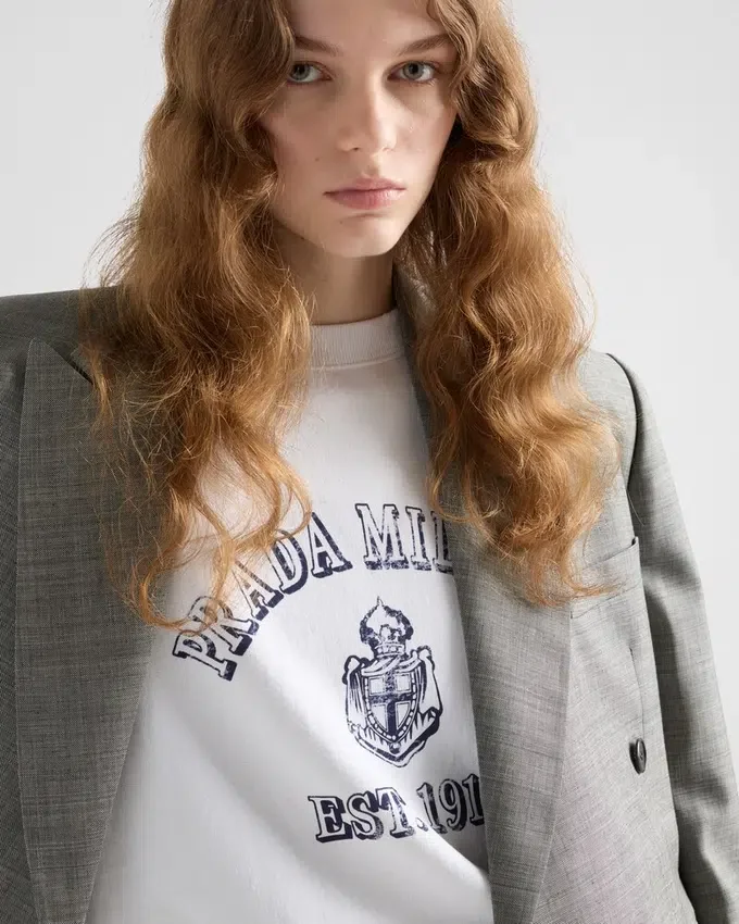 Sudadera de algodón con cuello redondo Sudadera de algodón con cuello redondo
