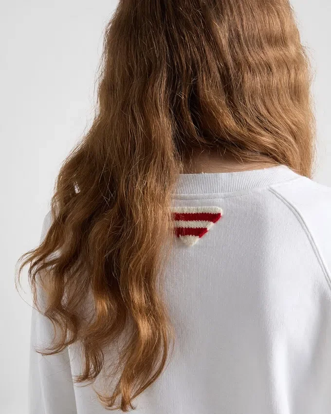Sudadera de algodón con cuello redondo Sudadera de algodón con cuello redondo