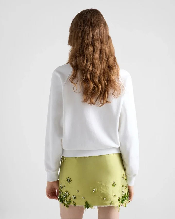 Sudadera de algodón con cuello redondo Sudadera de algodón con cuello redondo