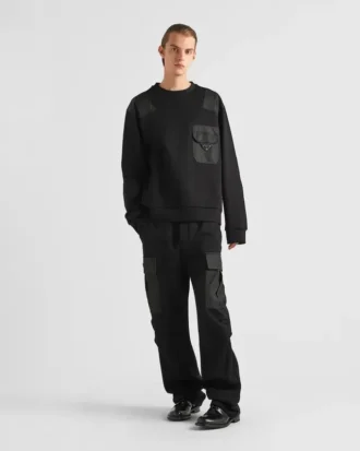 Sudadera de algodón con detalles de Re-Nylon Sudadera de algodón con detalles de Re-Nylon