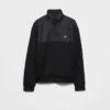 Sudadera de felpa de algodón con media cremallera y detalles de Re-Nylon Sudadera de felpa de algodón con media cremallera y detalles de Re-Nylon
