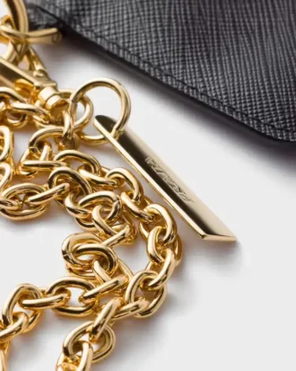 Tarjetero de piel Saffiano con correa para el hombro