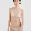 Top de bikini triangular de jersey con pedrería Top de bikini triangular de jersey con pedrería