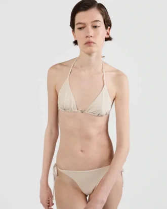 Top de bikini triangular de jersey con pedrería Top de bikini triangular de jersey con pedrería