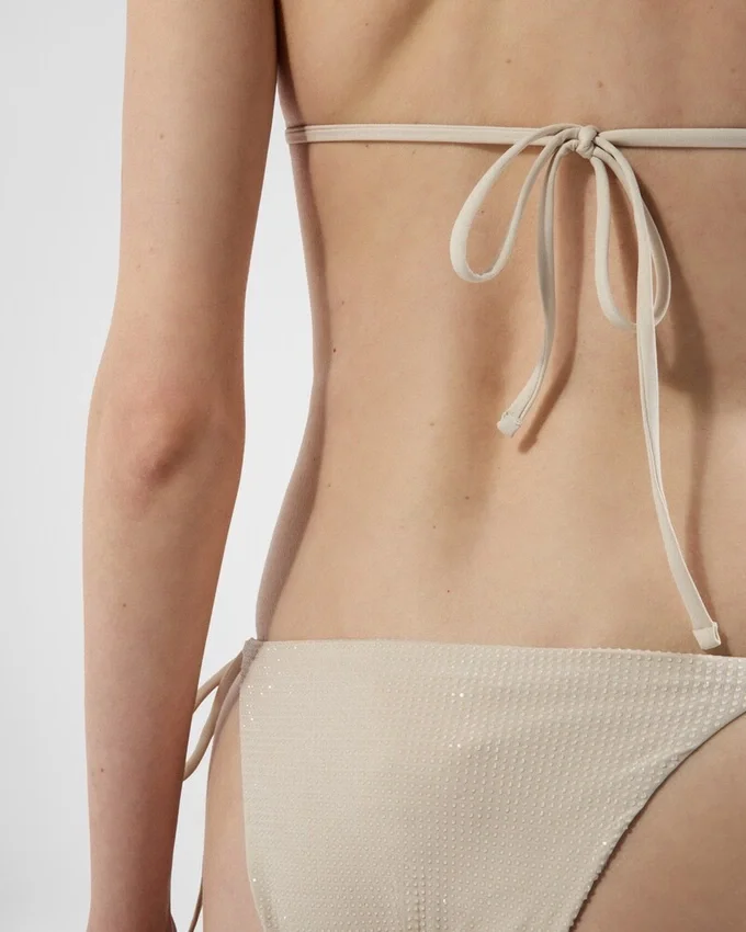 Top de bikini triangular de jersey con pedrería Top de bikini triangular de jersey con pedrería