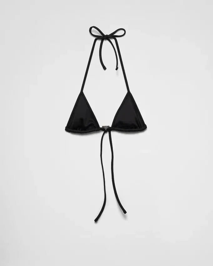 Top de bikini triangular de tejido interlock Top de bikini triangular de tejido interlock