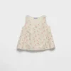 Top de lino con estampado floral bordado Top de lino con estampado floral bordado