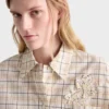 Top de popelín con estampado de cuadros bordado Top de popelín con estampado de cuadros bordado