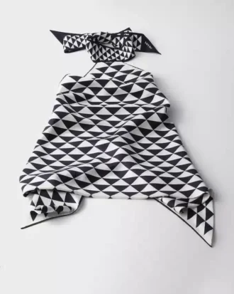 Top halter de sarga de seda estampado