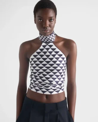 Top halter de sarga de seda estampado