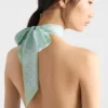 Top halter de sarga de seda estampado Top halter de sarga de seda estampado