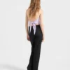 Top halter de sarga de seda estampado Top halter de sarga de seda estampado