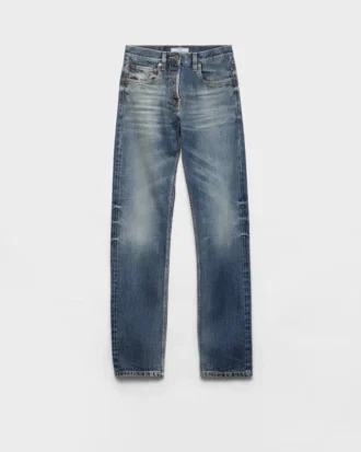 Vaqueros de denim con ribete y corte cónico