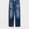 Vaqueros de denim lavado de cinco bolsillos Vaqueros de denim lavado de cinco bolsillos