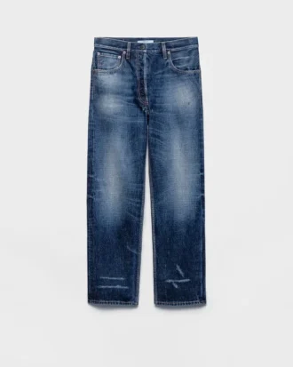 Vaqueros de denim lavado de cinco bolsillos