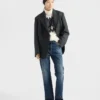 Vaqueros de denim lavado de corte recto Vaqueros de denim lavado de corte recto