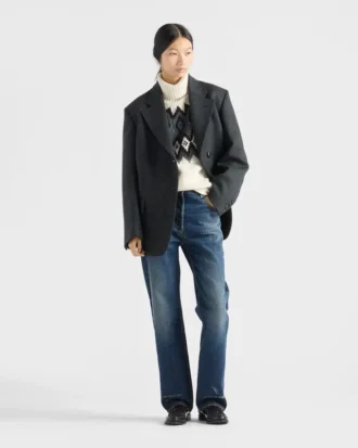 Vaqueros de denim lavado de corte recto