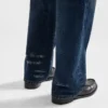 Vaqueros de denim lavado de corte recto Vaqueros de denim lavado de corte recto