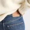 Vaqueros de denim lavado de corte recto Vaqueros de denim lavado de corte recto