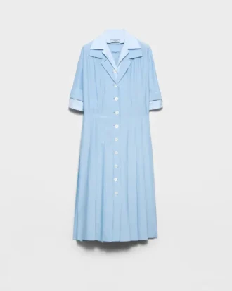 Vestido camisero de ponga y popelín