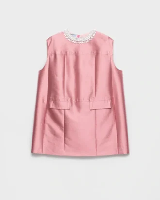 Vestido de doble shantung bordado
