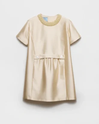 Vestido de doble shantung bordado